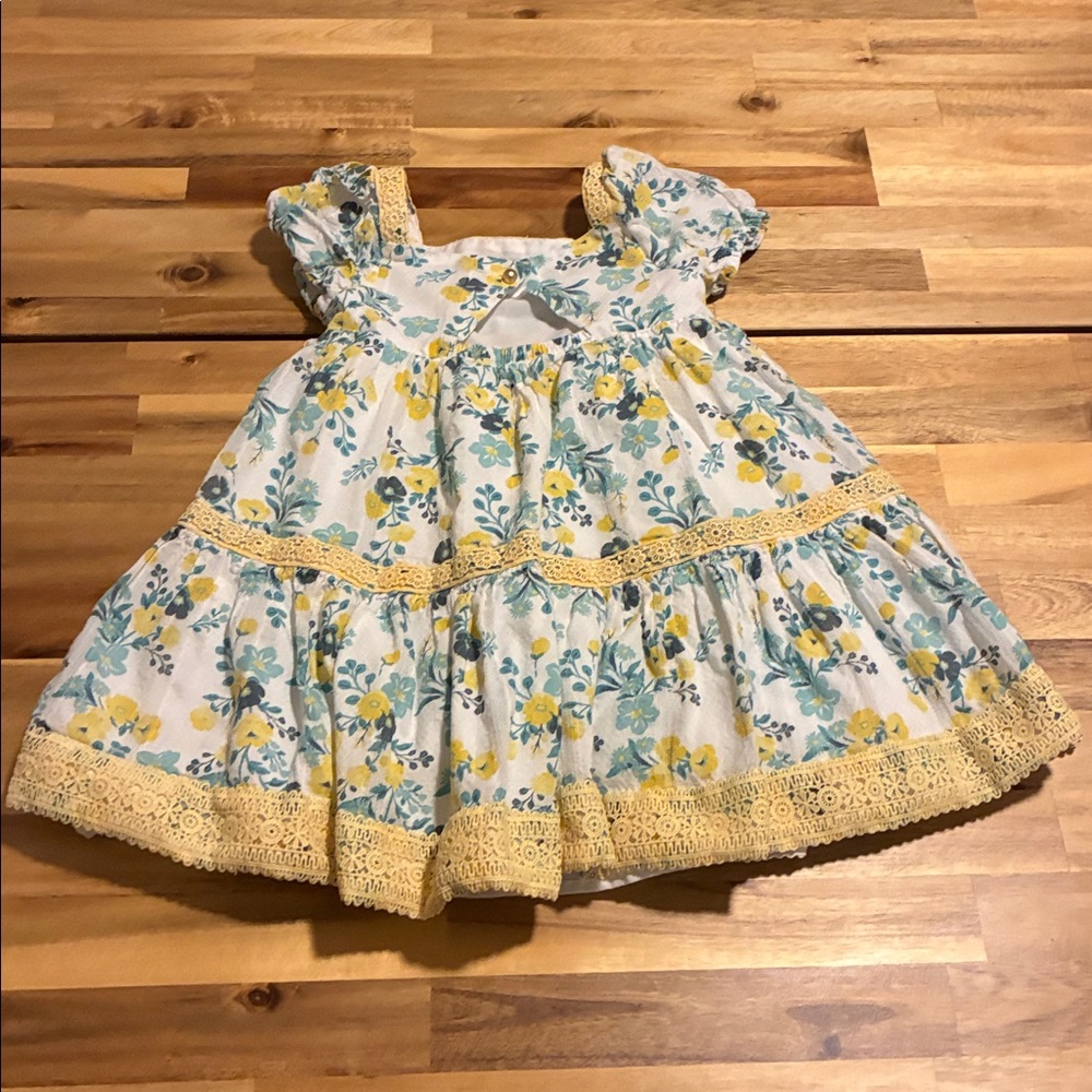 JOIE Girls 4T Floral Crochet Tiered Ruffled Dress - Picture 6 of 7